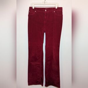 J Jill Red Corduroy Bootcut Pants with Stretch Women's Size 8